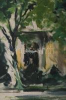 Olvashatatlan jelzéssel: Színes kert. Olaj, vászon. 60x70 cm