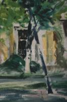 Olvashatatlan jelzéssel: Színes kert. Olaj, vászon. 60x70 cm