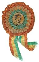 1948. részben kokárda alakú textil- és papírjelvény, papír "Petőfi" rátéttel (36mm) T:VF