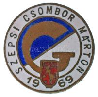 1970 k. "Szepsi Csombor Márton Gimnázium" zománcozott bronz iskolajelvény (18,5mm) T:AU