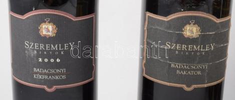 2006-2008 Szeremley Badacsonyi Kékfrankos (2006), Badacsonyi Bakator (2008), bontatlan palack száraz...