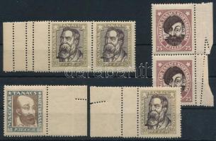 1919 Magyar Tanácsköztársasági arcképek 6 db bélyeg álló vízjellel: többes fogazások, elfogazások, nagy ívszél (48.000+)
