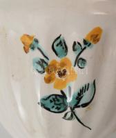 Mázas kerámia fali szenteltvíztartó, jelzett, 21x11 cm