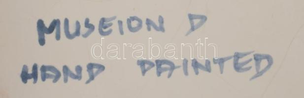 Mázas kerámia fali szenteltvíztartó, jelzett, 21x11 cm