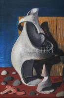 Jelzés nélkül, XX. sz. közepe: Szürrealista csendélet. Olaj, vászon. Hátoldalán Kisfaludi Kovács jel...