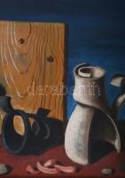Jelzés nélkül, XX. sz. közepe: Szürrealista csendélet. Olaj, vászon. Hátoldalán Kisfaludi Kovács jel...