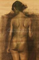 Bánovszky Miklós (1895-1995): Álló női akt. Szén, papír. Jelezve jobbra lent. 60x42 cm. Dekoratív, ü...