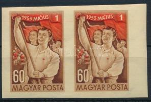 1953 Május 1. IV. vágott ívszéli pár luxus minőségben (8.000)