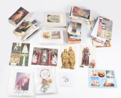 Egy doboznyi szentkép, vallási témájú üdvözlőlap, kegytárgy, modernek.