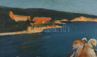 Olvashatatlan jelzéssel (balra lent), feltehetően XX. sz. első fele: Sziklás tengerpart. Olaj, karto...