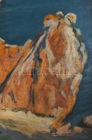 Olvashatatlan jelzéssel (balra lent), feltehetően XX. sz. első fele: Sziklás tengerpart. Olaj, karto...