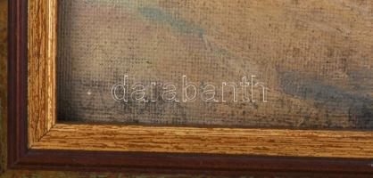 Olvashatatlan jelzéssel (balra lent), feltehetően XX. sz. első fele: Sziklás tengerpart. Olaj, karto...