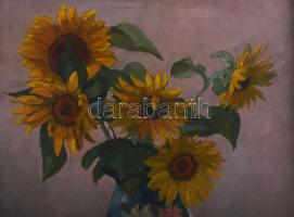 Koszta Rozália (1925-1993): Csendélet. Olaj, rétegelt falemez, jelzett. Dekoratív, kissé sérült fake...