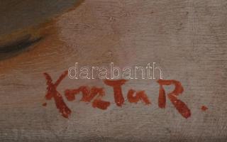 Koszta Rozália (1925-1993): Csendélet. Olaj, rétegelt falemez, jelzett. Dekoratív, kissé sérült fake...