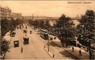London, Embankment, tram, automobiles. Valentine's Series