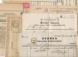 7 db régi számla, vételi jegy, távirat, stb.