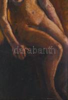 Jelzés nélkül, XX. sz. első fele, feltehetően magyar festő: Ülő női akt. Olaj, vászon, dublírozott, ...