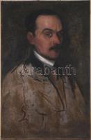 Jelzés nélkül, XX. sz. eleje, feltehetően magyar festő: Férfi portré. Olaj, vászon. Proveniencia: Saphier-gyűjtemény. Apró sérülésekkel, 70x46,5 cm.