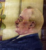 Erdélyi jelzéssel: Újságot olvasó férfi, 1934. Olaj, vászon. Sérült, feltekerve, vakráma nélkül. 140...