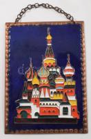 Orosz zománc kép 18 cm + mongol réz falidísz