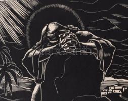 Dallos Hanna (1907-1944): "És ne vígy minket a kísértésbe...", fametszet, papír, jelzett a...