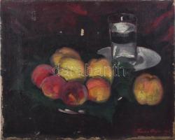 Kada Alajos (1882-1967): Csendélet, 1916. Olaj, vászon, jelzett. Sérült. Proveniencia: Saphier-gyűjtemény. 32,5x40,5 cm