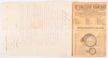 ca 1890 3 db reklám nyomtatvány: amerikai tűzhelyek, óra, francia újság