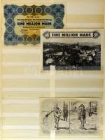 Körülbelül 240db-os főleg német bankjegyből és papír szükségpénzből álló gyűjtemény bélyegberakóban,...