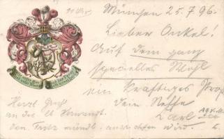 1896 Bavarian school absolvents coat of arms litho (fa)