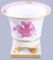 Herendi Apponyi lila mintás körmös váza, jelzett, hibátlan, m: 10,5 cm