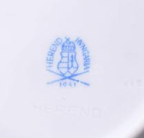 Herendi 12 darabos süteményes tányér szett, mind különböző mintával, jelzett, egyik repedt, d: 12,5 ...
