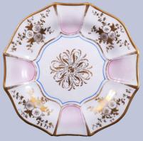 Bécsi biedermeier 5 darabos tál szett, egyik talpon pattanással, d: 19 cm