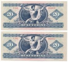 1980. 20Ft (2x) egyugrásos sorszámkövetők "C 342 060939, C 342 060941" T:AU,XF egyiken fol...