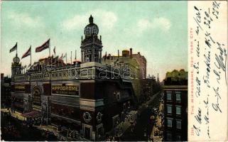 New York City, The Hippodrome, Yankee Circus, automobiles (EB)