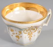 cca 1880-1920 Antik KPM csésze alátéttel, jelzett, kopással, d: 17 cm