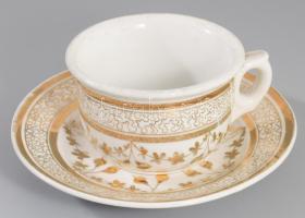 cca 1880 Osztrák emlékbögre alátéttel, kopással, d: 18,5 cm