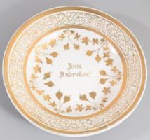 cca 1880 Osztrák emlékbögre alátéttel, kopással, d: 18,5 cm