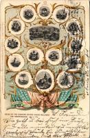 1903 E pluribus Unum...Seals of the thirteen states which declared the independance. Art Nouveau, litho (tiny tears)