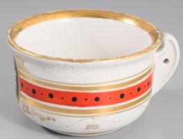 cca 1880-1900 Szecessziós osztrák emlékbögre alátéttel, kopással, d: 18 cm