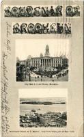 1908 New York, Souvenir of Brooklyn, City Hall &amp; Court House, Governor's Island, Harbor, seen from lower part of New York. Darwin D. Silberer &amp; Bros. Mady in Hungary (tears)