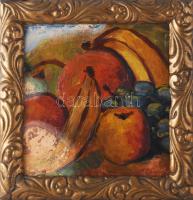 Olvashatatlan (Jaroslav Samal?) jelzéssel: Csendélet. Olaj, karton. Proveniencia: Saphier-gyűjtemény. Dekoratív, kissé sérült fakeretben. 27x27 cm