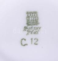 Antik Zsolnay pipacsmintás manófüles kávés készlet, jelzett, teljes, kis kopással