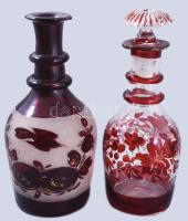 1850-1900, 5 darab bíborpácolt bögre, emlékbögre, üveg. közte sérüléssel, közte magyar címeres emlék...