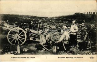 L'Artillerie russe en action / WWI Russian military art postcard, artillery (fa)