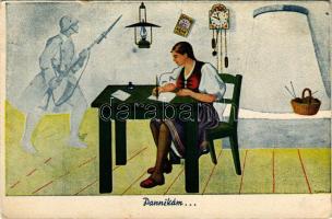 Pannikám...második világháborús katonai művészlap / WWI Hungarian military art postcard (EB)