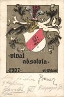 Bavarian school absolvents coat of arms litho