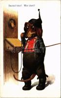 Dackel hier! Wer dort? / Dachshund dog, telephone, No. 3913. s: V. Stolz (EB)