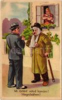 'Mi történt veled komám? Megnősültem!' humoros képeslap / Hungarian marriage humour art postcard (EK)