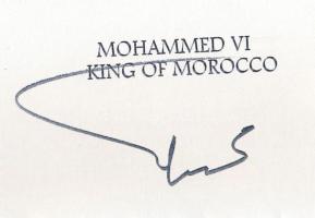 VI. Mohamed marokkói király aláírása köszönő levélen.