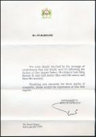 VI. Mohamed marokkói király aláírása köszönő levélen